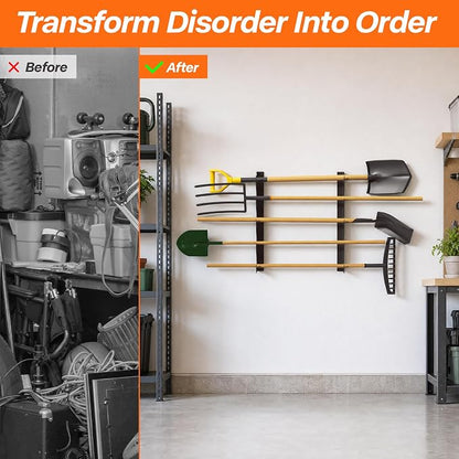 TVKB Garage Tool Organizer Wall Mount, Heavy Duty Shed & Yard Organization Racks - Image 3