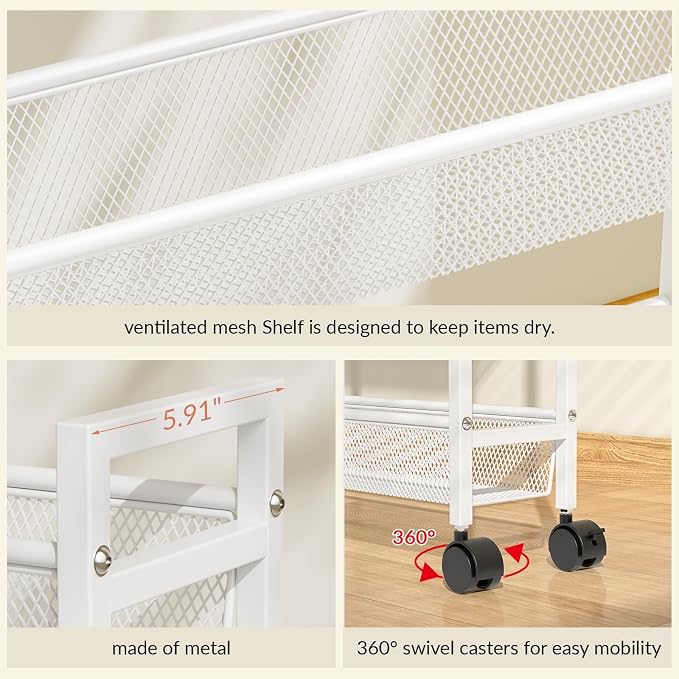 6 Tier Slim Storage Cart, Narrow Cart - Image 7