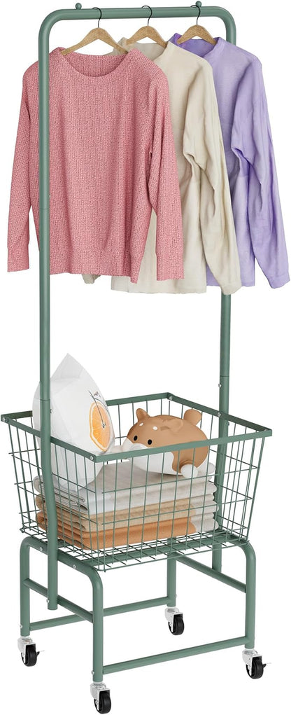 Rolling Laundry Cart with Wheels, Laundry Hamper Basket Organizer with Clothes by Unknown