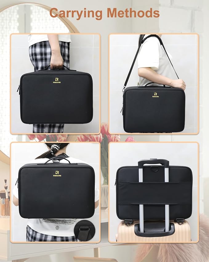 Relavel Large Makeup Bag with 3 Removable Pouches, Travel Train Case Cosmetic - Image 7
