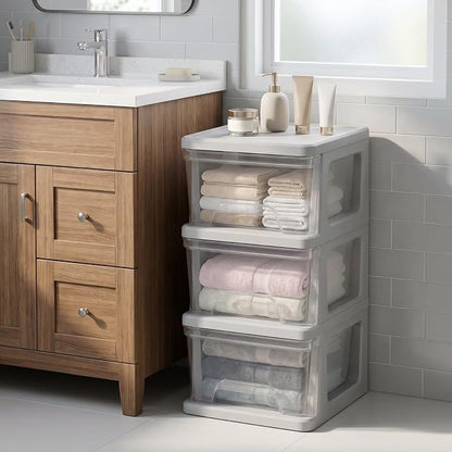 3-Drawer Organization Tower Medium Storage Cart, 59 lb Max Load, Lightweight & - Image 2