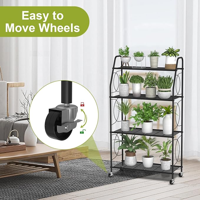 VyGrow 4 Tier Plant Stand with Wheels, Plant Shelf - Image 2