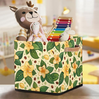 TropicalLife 13x13x13 Inch Large Fabric Storage Cube Yellow Flower Foldable - Image 7