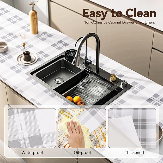 Drawer Shelf Liner for Kitchen Cabinets, Non Adhesive Slip Resistant Shelf - Image 4
