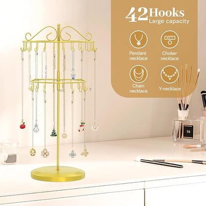 MODOWEY Rotating Necklace Holder Organizer Display Stand - Image 2