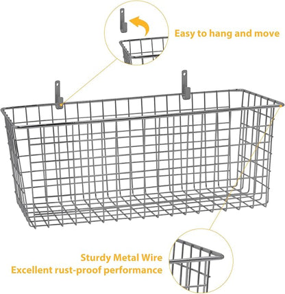 2 Sets Grey Extra Large Hanging Wall Basket - Image 3