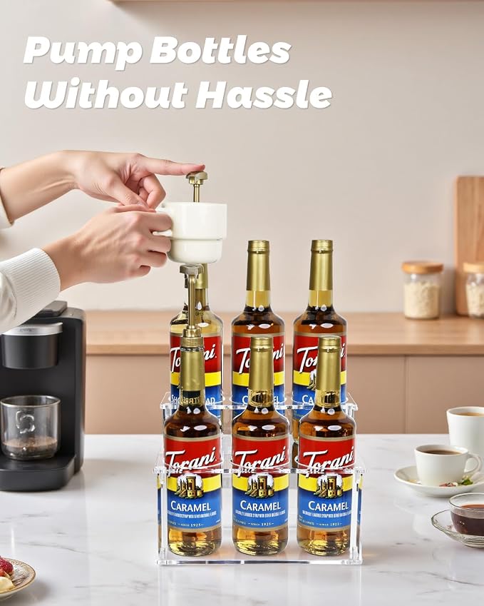 Upgraded Thickened Acrylic Coffee Syrup Organizer, 2-Tier Coffee Station - Image 3