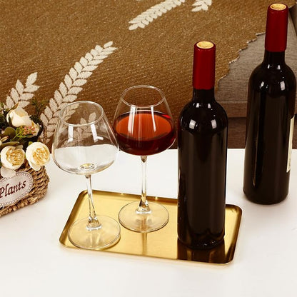 Vesici 6 Pcs Gold Metal Serving Tray Bulk Stainless Steel Rectangle Platters - Image 3