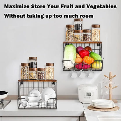 Livabber Fruit Basket for Kitchen, Metal Fruit Vegetable Storage Bin - Image 5