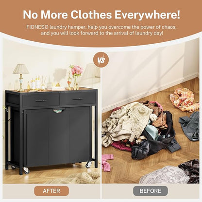 Laundry Sorter, Rolling Laundry Hamper - Image 6
