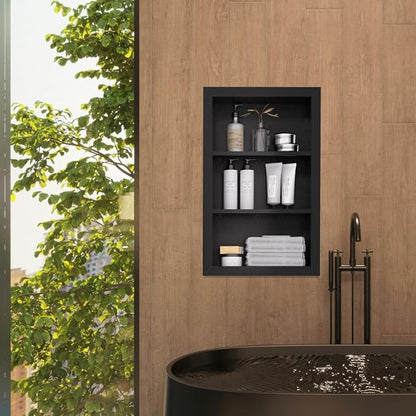14" x 24" Stainless Steel Shower Niche, 3-Tier Waterproof Shelves, No-Tile - Image 2