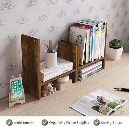 Jerry & Maggie Desktop Organizer Office Storage Rack Adjustable Wood Display - Image 8
