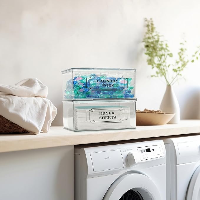 SSTATES Clear Acrylic Dryer Sheets Holder, Flip-top Laundry Pods Container - Image 7