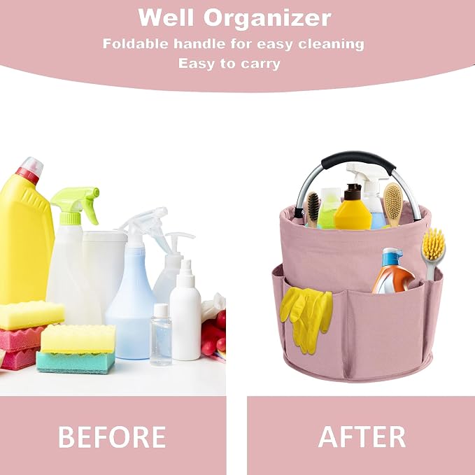 17L Cleaning Caddy with Handle, Cleaning Supplies Organizer, Foldable Storage - Image 3