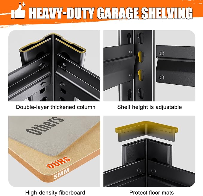 8-Pack Heavy Duty Metal Shelving Units, 5-Tier Adjustable Steel Storage Racks - Image 5