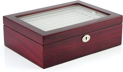 Deluxe Jewelry Cufflinks Collector's Storage Presentation Box Case Mahogany - Image 2