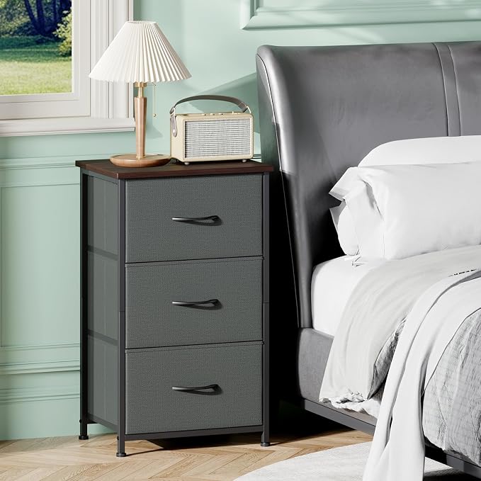 Somdot Small Dresser for Bedroom, 3 Drawer Storage Cabinet, Charcoal Grey | - Image 2