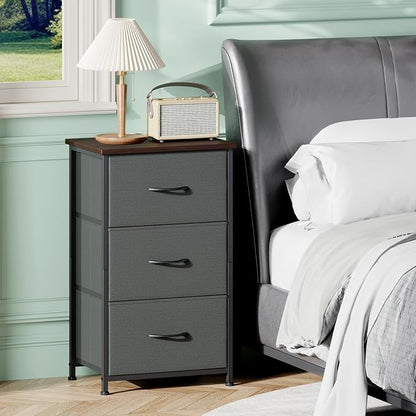 Somdot Small Dresser for Bedroom, 3 Drawer Storage Cabinet, Charcoal Grey | - Image 2