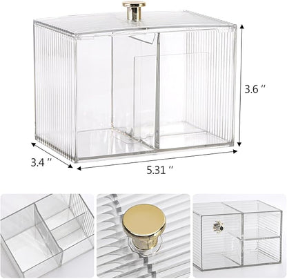 Tbestmax Qtip Holder Dispenser 3-Section Clear Bathroom Container Organizer 3 - Image 2