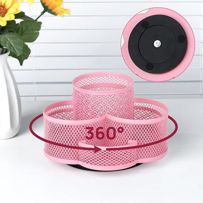 Topwey Pink Pen Holder for Desk, Rotating Pencil Holder, Cup Holder for Desk - Image 2