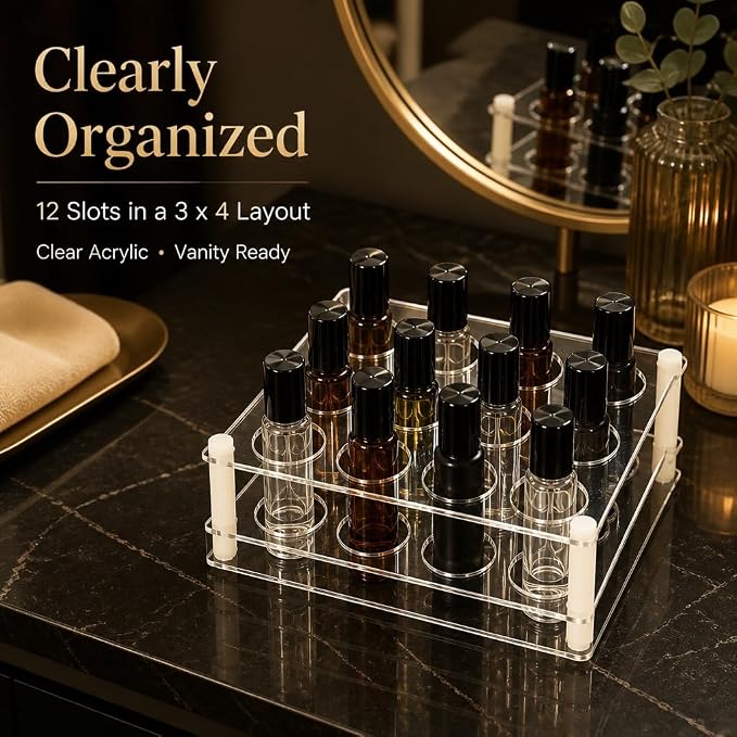 BOXIN 2-Pack Acrylic 2-in-1 Storage Rack, 12 Slots Each, Holds 10ml/15ml/20ml - Image 4