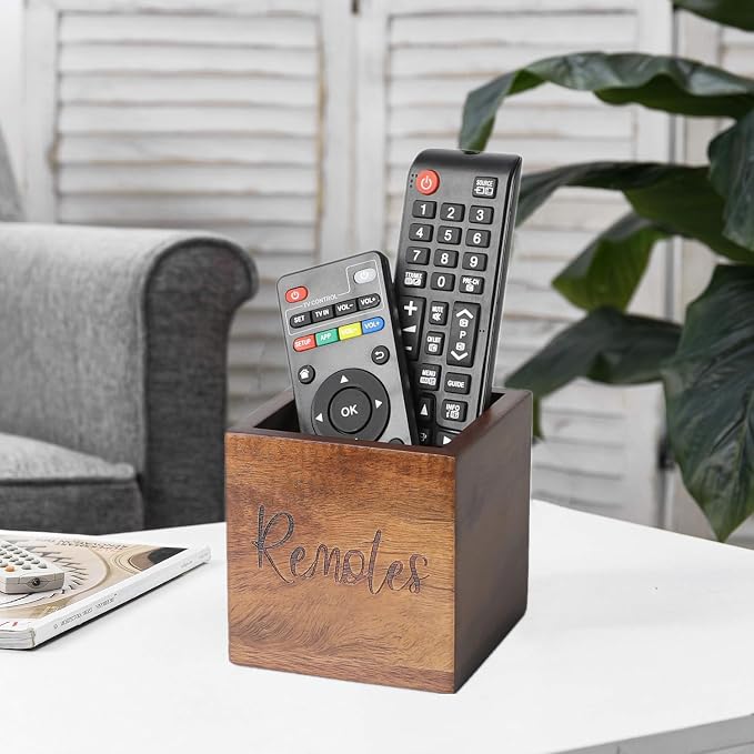 Acacia Wood TV Remote Holder, Caddy and Organizer - Image 4