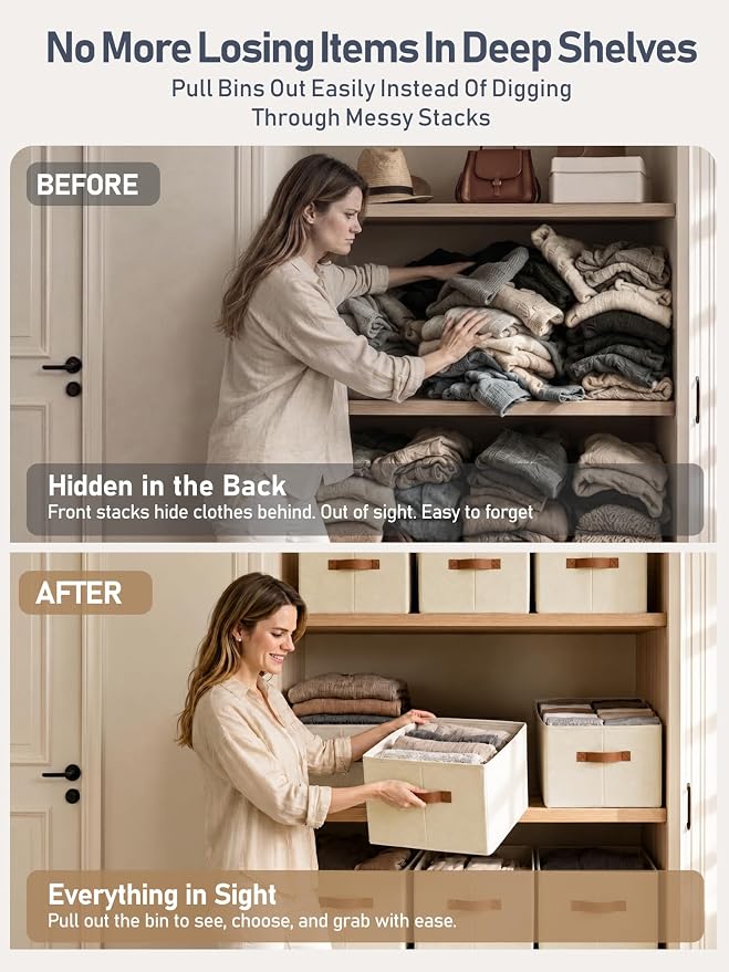 6 Pack Large Closet Storage Baskets Bins - Image 8
