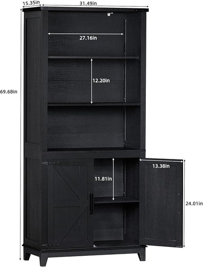 70in Tall Bookshelf 5 Tier Bookcase - Image 2