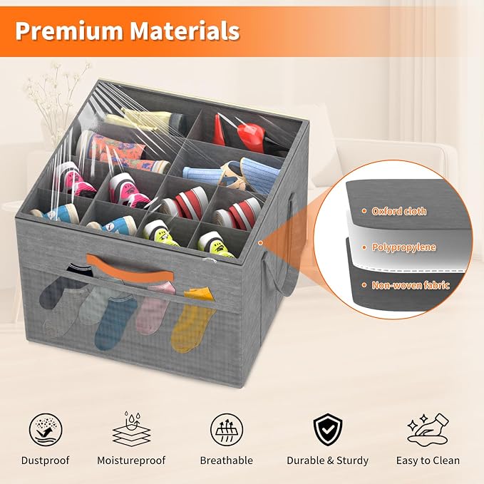 Aokeyee 2 Pack Shoe Organizer for Closet, Foldable Shoe Storage Organizer Box - Image 3
