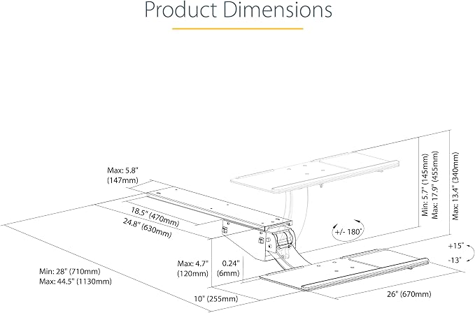 StarTech Under Desk Keyboard Tray, Mount Computer, Pad Wrist Rest - Image 9