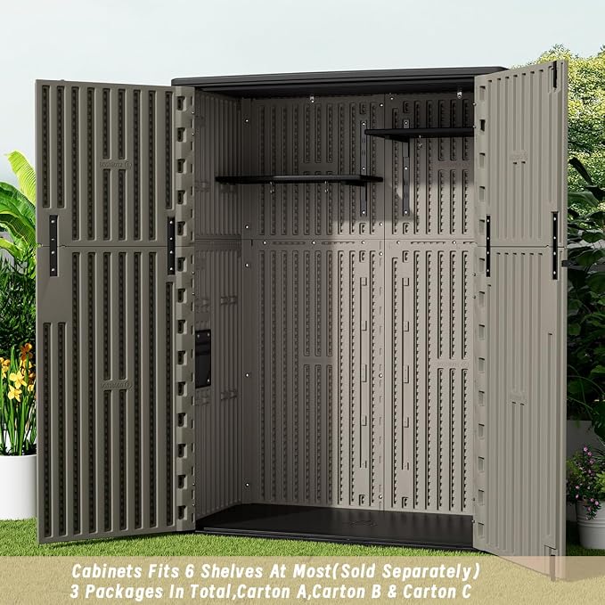 KINYING Outdoor Vertical Storage Shed, 57 Cu.ft Outdoor Storage Cabinet - Image 8