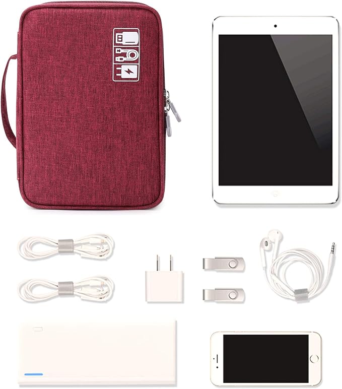 Lanola Travel Cable Organizer Bag, Electronic Accessories Case Portable Double - Image 6