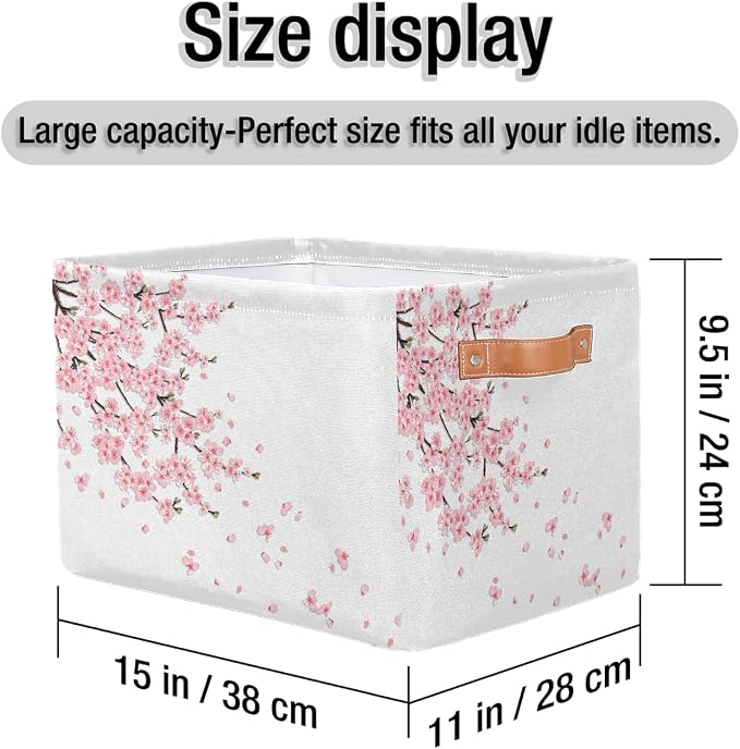Basket Storage Bins Japanese Cherry Blossoms Rectangle Cube Basket Box Kids - Image 4
