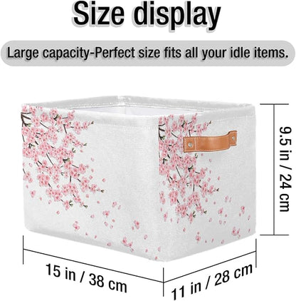 Basket Storage Bins Japanese Cherry Blossoms Rectangle Cube Basket Box Kids - Image 4