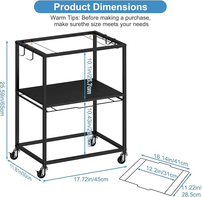 Sunexinlo Rolling File Cart for Letter/Legal Size 2-Tier, Hanging File Organizer - Image 3