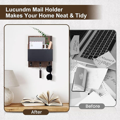Key and Mail Holder for Wall Mount, Entryway Mail Holder - Image 4