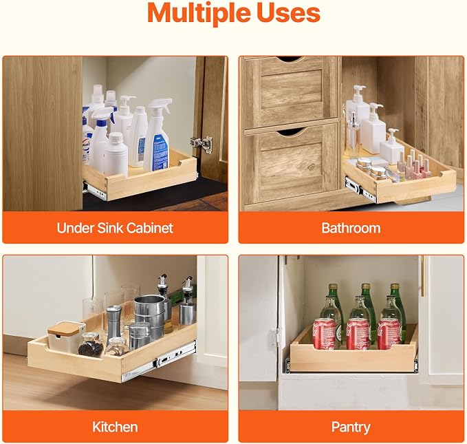 VEVOR Pull Out Cabinet Organizer, Soft Close Slide out Shelf, Heavy-Duty - Image 6