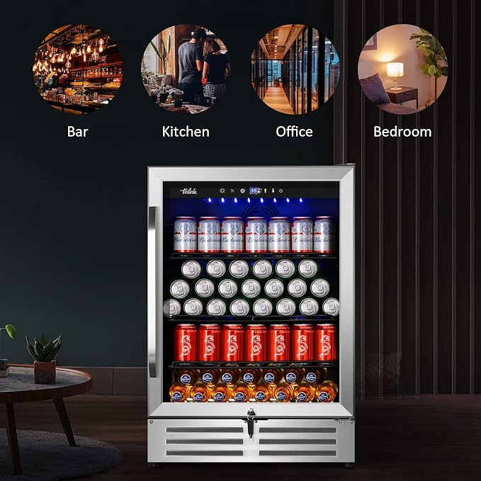 24 Inch Beverage Refrigerator Cooler, 210 Cans Wide Beverage and Beer Fridge - Image 6