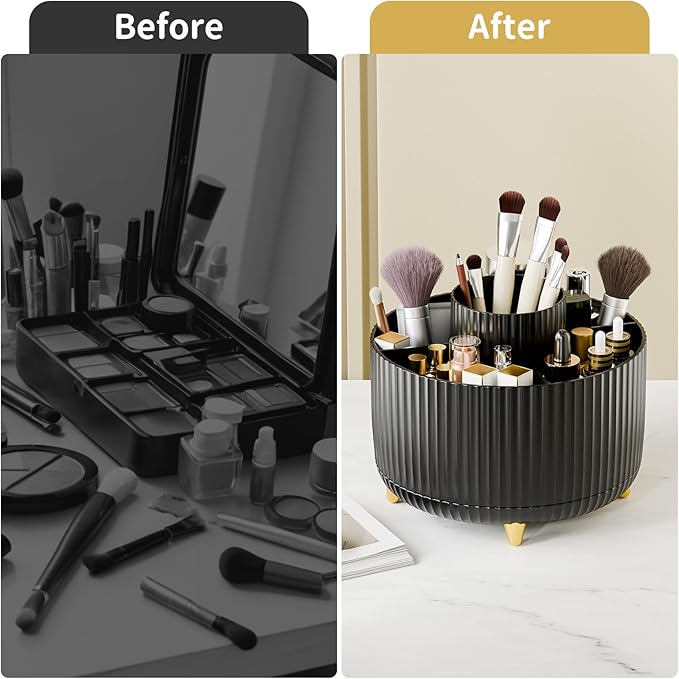 360° Rotate Makeup Brush Holder Organizer, Makeup Organizers Countertop - Image 7