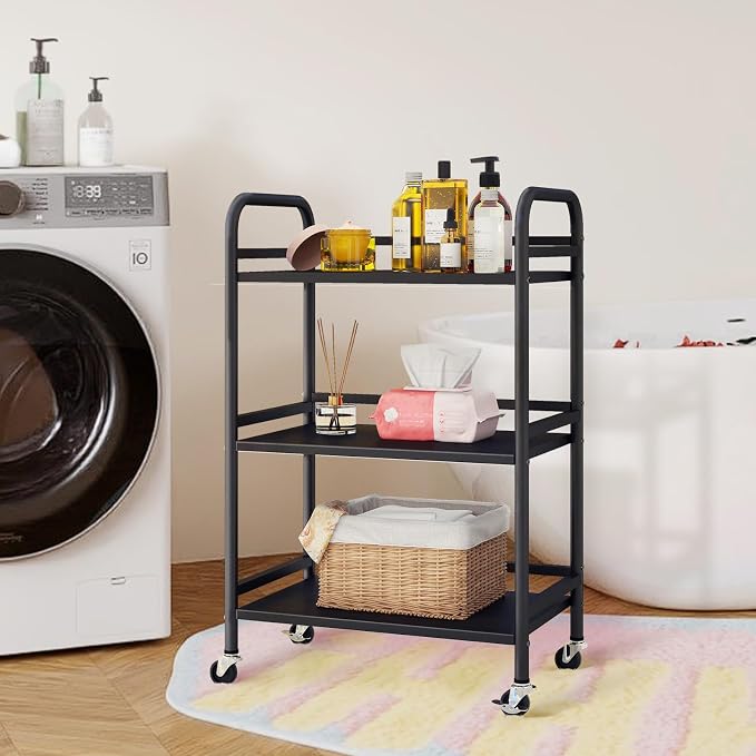 HDANI 3 Tier Rolling Cart Shelves, Heavy Duty Multifunctional Metal - Image 4