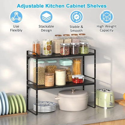 15.5 to 25.5 Inch Kitchen Cabinet Shelf Organizers, Adjustable Kitchen Counter - Image 3