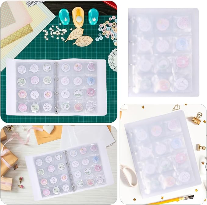FREEBLOSS 144 Pocket Buttons Badge Pin Storage Book Transparent PVC Button Pins - Image 7