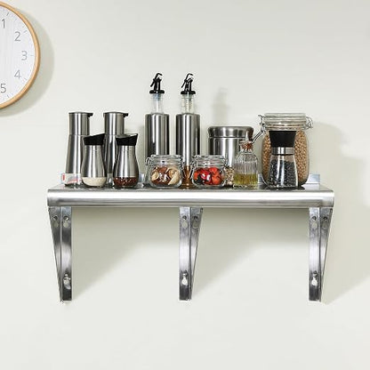 VEVOR 18" x 72" Stainless Steel Shelf, Wall Mounted Floating Shelving - Image 2