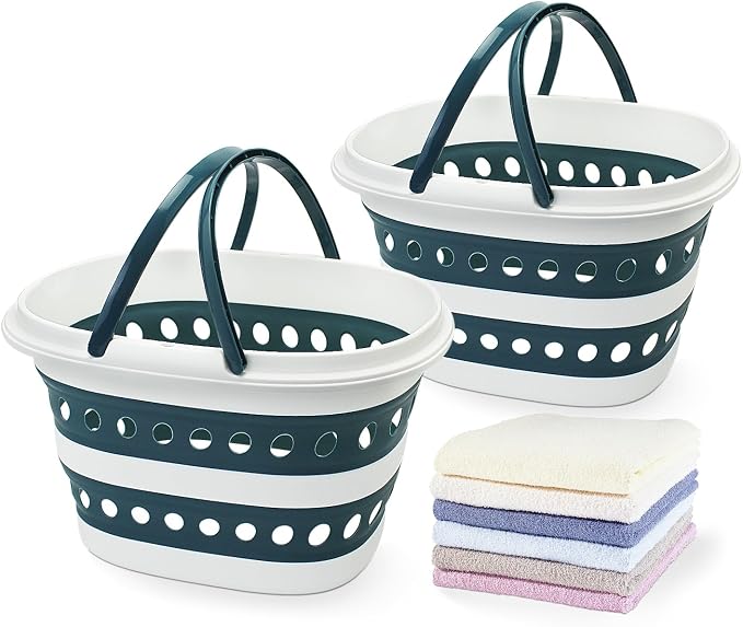 2 Pack Compact Collapsible Laundry Basket, Small Size Pop-Up Hamper Perfect by Goderewild