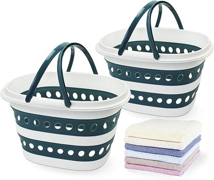 2 Pack Compact Collapsible Laundry Basket, Small Size Pop-Up Hamper Perfect by Goderewild