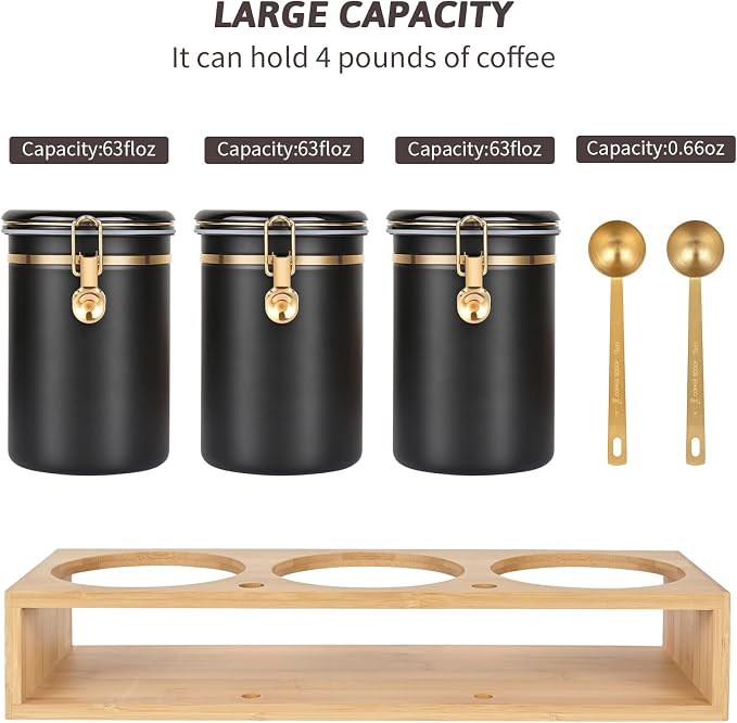 3×63OZ Stainless Steel Coffee Canister - Image 3