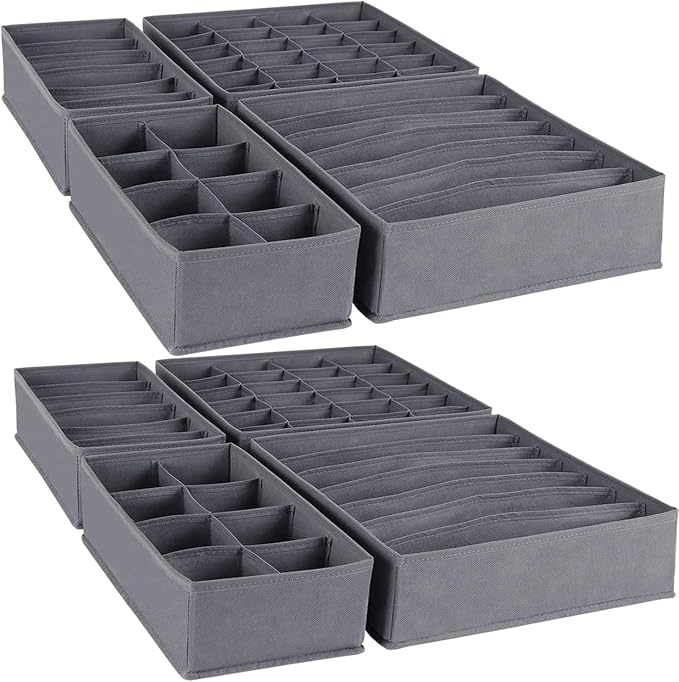 Dresser Drawer Organizer 8 Pack Clothes Underwear Sock Storage Dark Gray Drawer by Bazasa