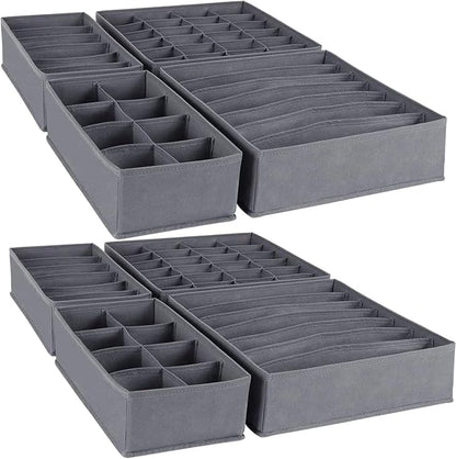 Dresser Drawer Organizer 8 Pack Clothes Underwear Sock Storage Dark Gray Drawer by Bazasa