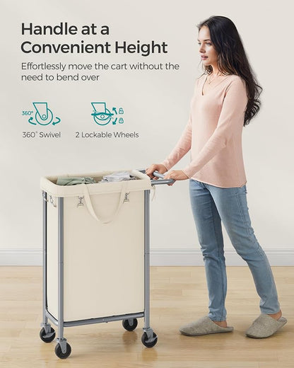 SONGMICS Laundry Basket with Wheels, Rolling Laundry Hamper, 23.8 Gallons - Image 7