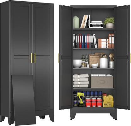 71" Black Metal Storage Cabinet by BAOLIWO